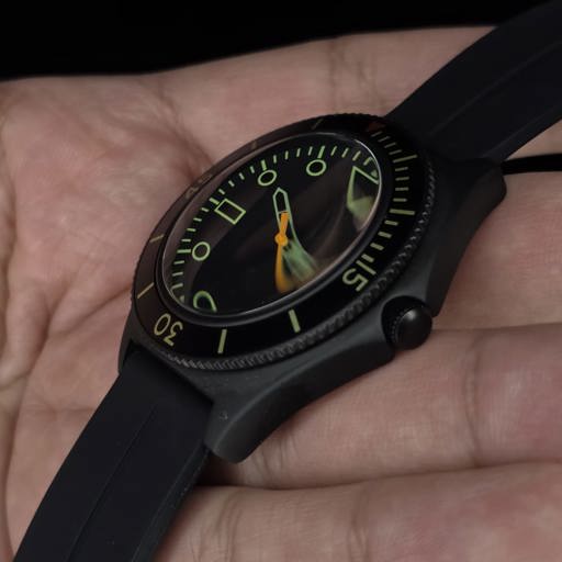 AUGUSTO Titanium Grey Stainless Steel Watch | Black Dial with Green Numbers Men's Luxury - 42mm