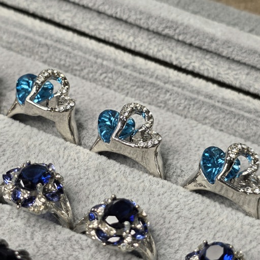 Imported Crystal Rings for Women Blue Heart & Oval Designs