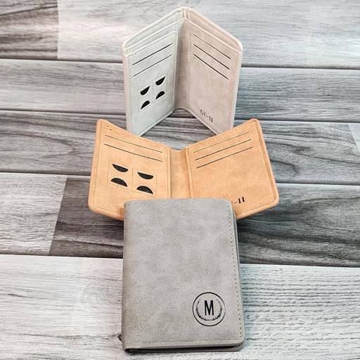 Male Wallet - Leather Purse Young Men's Personality Tide - Gray, Brown, Black, and Maroon. 